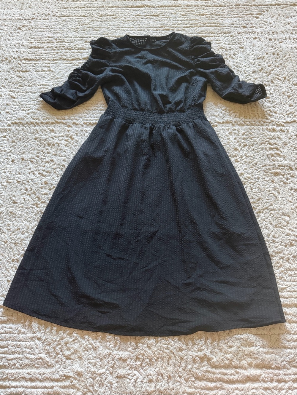 Who What Wear Black Textured Top with Subtle Pattern